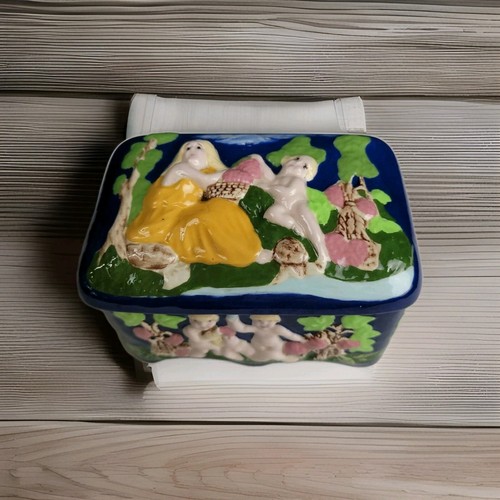 Julianne Hand Painted Blue Cherub Jewelry Box - Picture 3 of 10