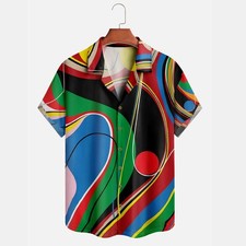 Mens art geometric Hawaiian short sleeve shirt