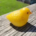 VTG Fenton Glass Yellow Bird Chick Chicken Peep Small Mini Handpainted Vicki D