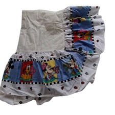 Vintage Disney Babies Baby Crib Skirt Dust Ruffle Mickey Minnie Pluto Nursery