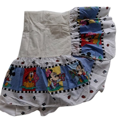 Vintage Disney Babies Baby Crib Skirt Dust Ruffle Mickey Minnie Pluto Nursery