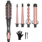 KIPOZI 5 in 1 Multi Curling Iron Wand Set 4 Interchangeable Ceramic Curling Wand