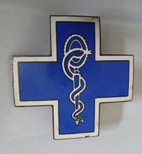 antike ÄSKULAPSTAB EMAIL AUTOPLAKETTE OLDTIMER 20er Jhr. ARZT APOTHEKER RAR TOP