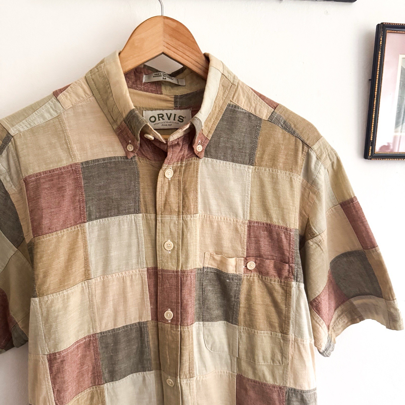 Orvis Button Up Checkered Patchwork Cut & Sew Sho… - image 3
