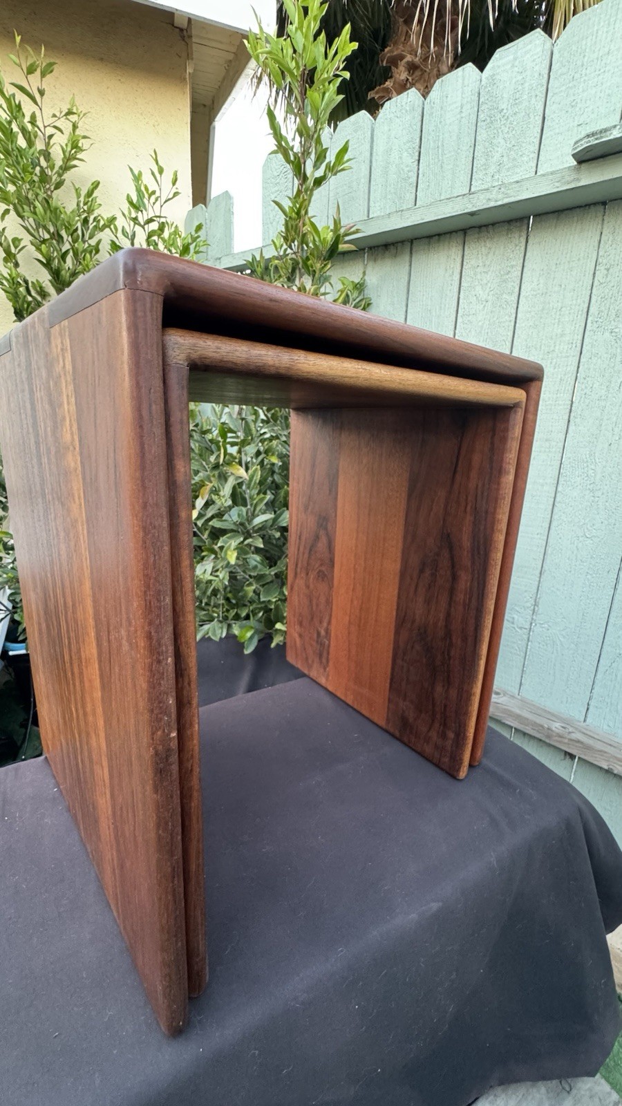 Vintage Solid Wood Side Tables Set of 2 – Heavy Mid Century Modern – Brutalist