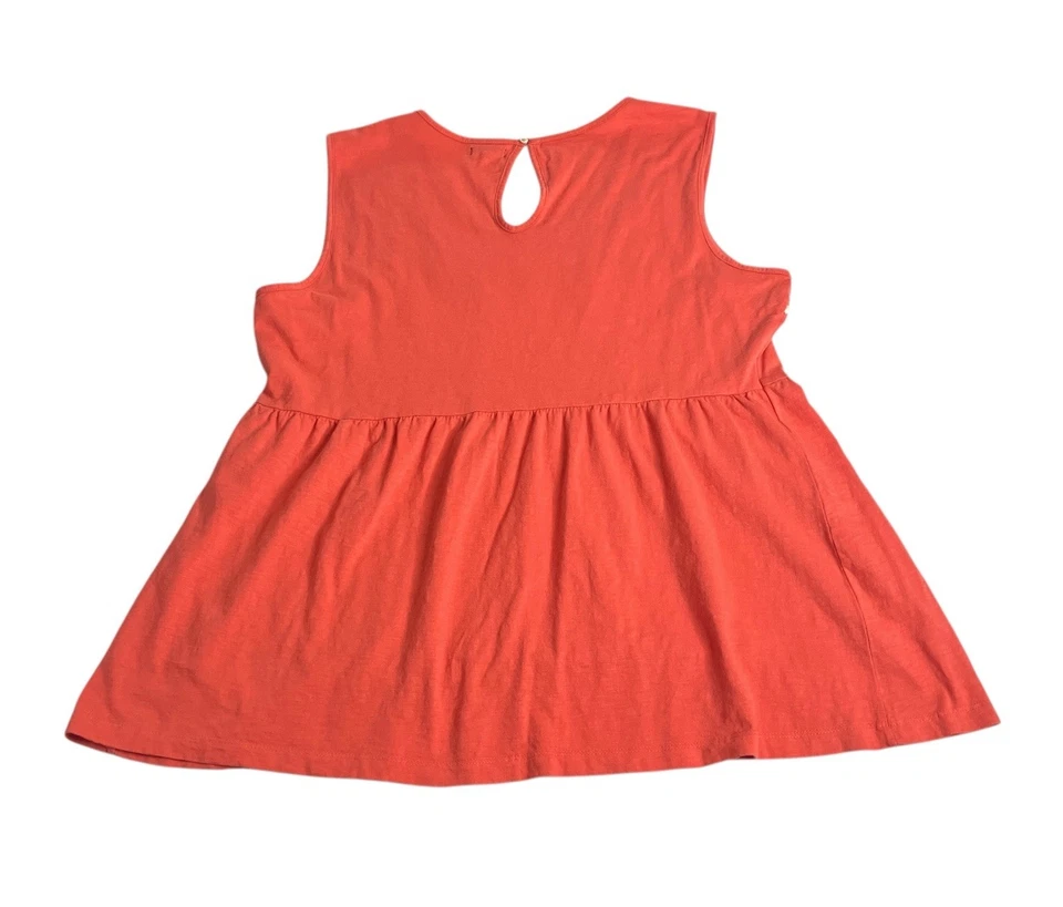 Camiseta sin mangas Hannah para mujer XL naranja bordada peplum boho cottagecore Foto 3 de 4
