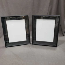 8x10 Black Picture Frames Set of 2 Ribbed Resin Shadow Box Style Modern Decor