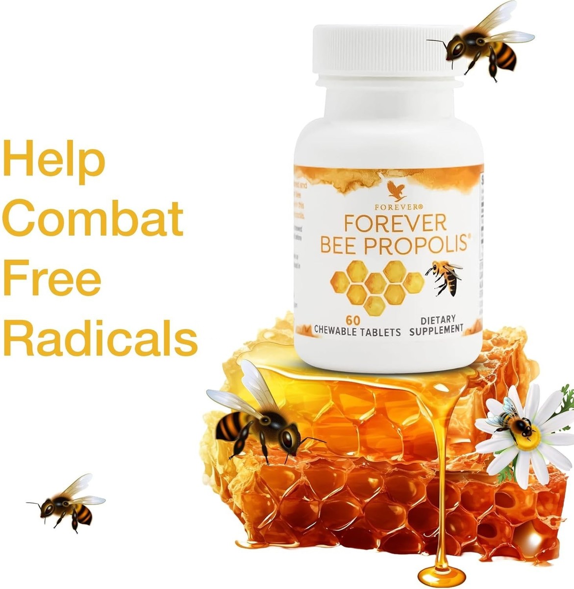 Forever Bee Propolis 60-Tablets Rich in Vitamins (B-complex