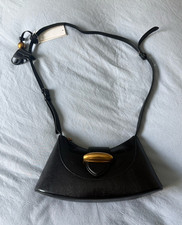 Steve Madden Black Crescent Shoulder Bag Tassel Gold Hardware Inner Pockets