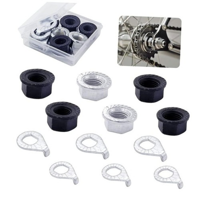 #ad Bicycle Hub Flanged Axle Nut and Safety Washer Kit 3 Size for Set of screws $12.24