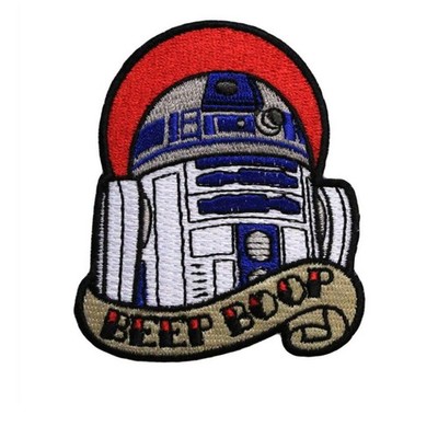 R2-D2 BEEP BOOP IRON ON PATCH 3'' Embroidered Applique Star Wars Tattoo R2D2 Sew