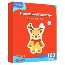 Glossy Sticker Paper - 8.5x11in, 100 Sheets for Inkjet Laser Printers