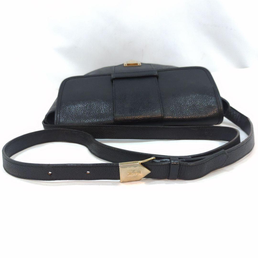 Borsa a tracolla Yves Saint Laurent in pelle con logo YSL e patta nera
