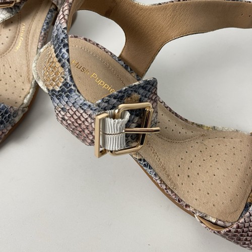 Hush Puppies Olivia Sandal Size 8 Leather Snake Print 5cm Heel Like New - Picture 9 of 11