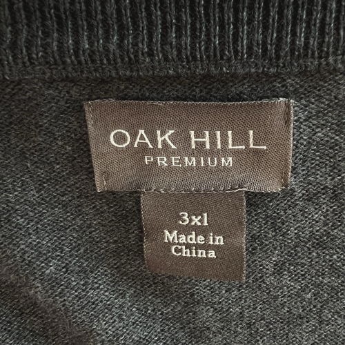 OAK HILL Premium Men's Cotton 5% Cashmere V-Neck Sweater Size 3XL Gray - Picture 3 of 10