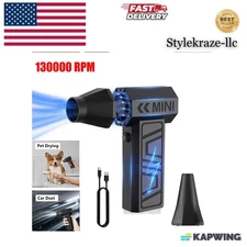 130000RPM Electric Air Duster Cordless Mini Jet Dry Blower Portable Turbo Fan