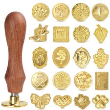 Vintage Wax Seal Stamp Set 20-Piece Classic Seal Heads with Wooden Handle for