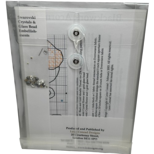 Blackwork Acorns Leon Conrad Needlework Kit Elizabethan Style w Crystals - Picture 3 of 3