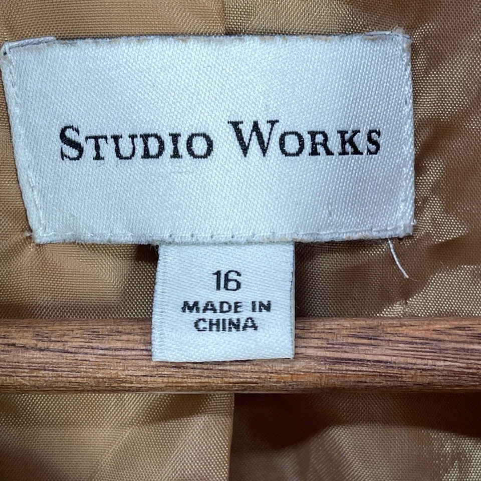 Chaqueta Studio Works Mujer Retro Carrera Exterior Imitación Gamuza Cremallera Talla Grande 16 Tostado Foto 4 de 4