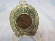 ENCASED 1946 GOOD LUCK PENNY NIAGARA FALLS NY SOUVENIR