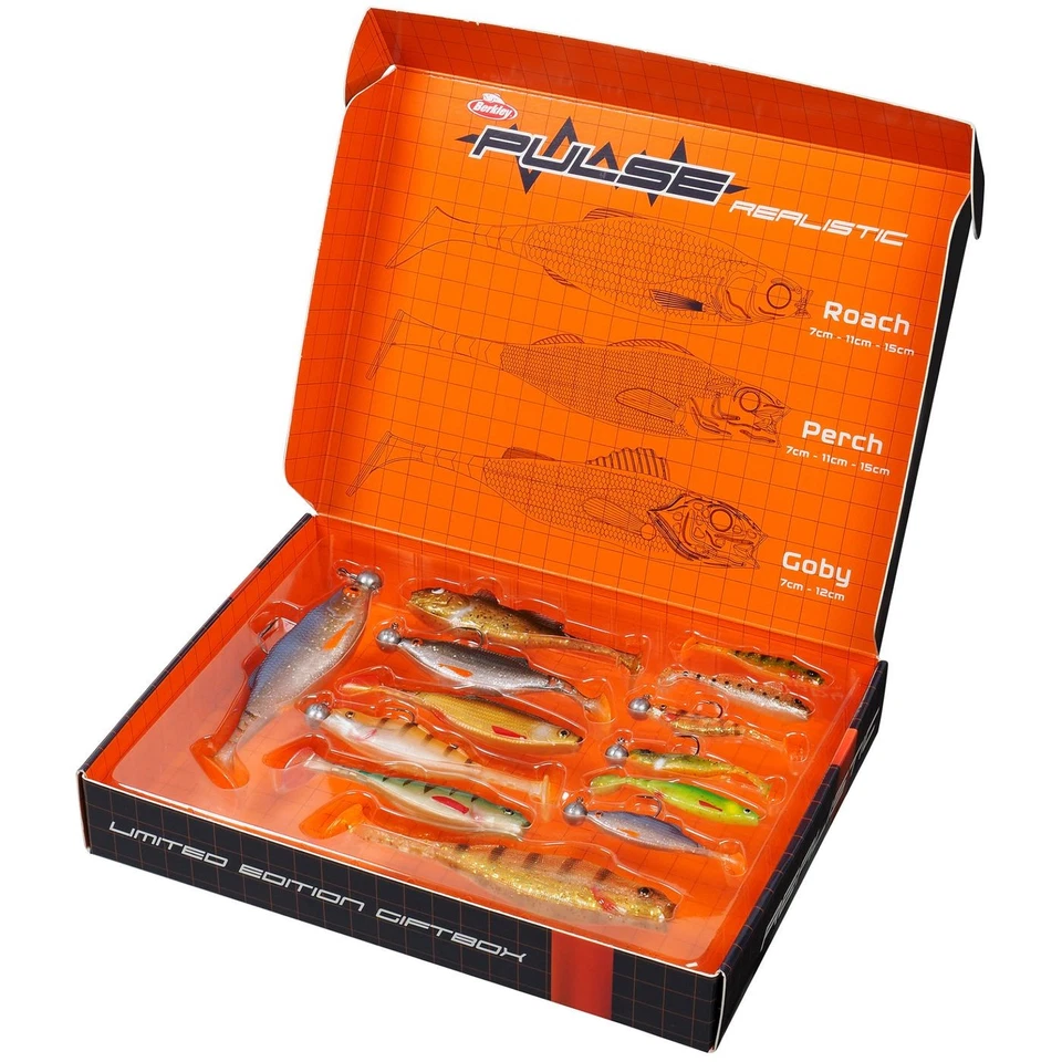 Berkley Pulse Realistic Gift Box - 13 Gummifische für Hechte, Zander & Barsche