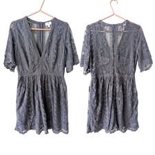 Socialite Lace Overlay Boho Dress Lavender Gray L