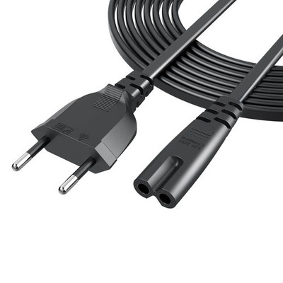 EU US TO C7 Power Cord Cable 2Pin IEC320 C7 Figure 8 For Laptop PS4 LED TV Lamp