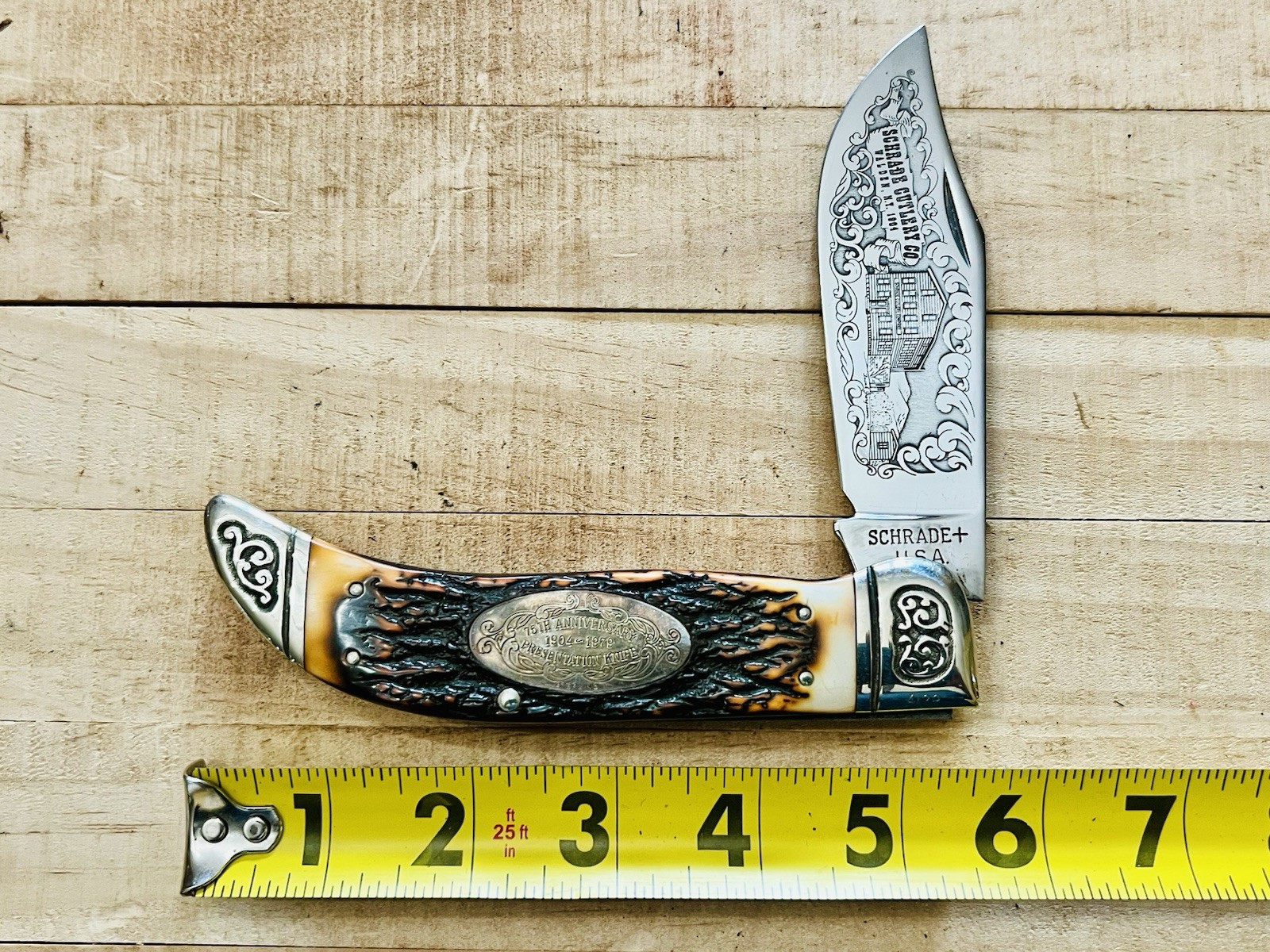 SCHRADE CUT WALDEN NY USA 75th ANNIVERSARY PRESENTATION CLASP KNIFE 1904~1979