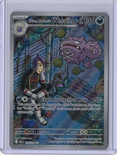 Team Rocket's Weezing 199/182 Illustration Rare Destined Rivals Pokemon Holo NM