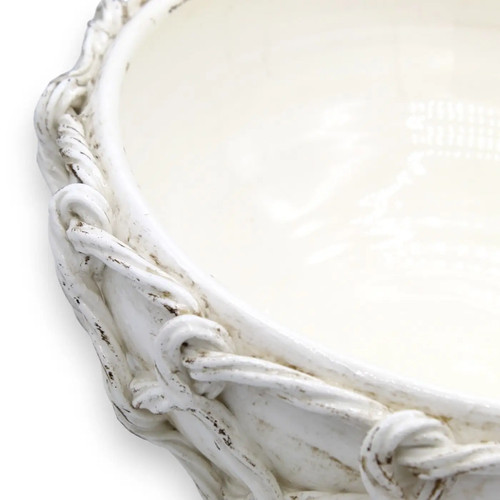 Centre de Table Corde Noble Céramique Avec Applications - Ø 35 CM Ca. Blanc - Photo 2 sur 5