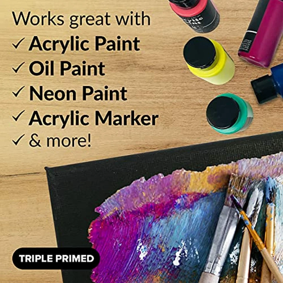 20 Pack Black Canvas Boards for Painting Blank Art Canvases Panels for Paint - Image 2 of 4