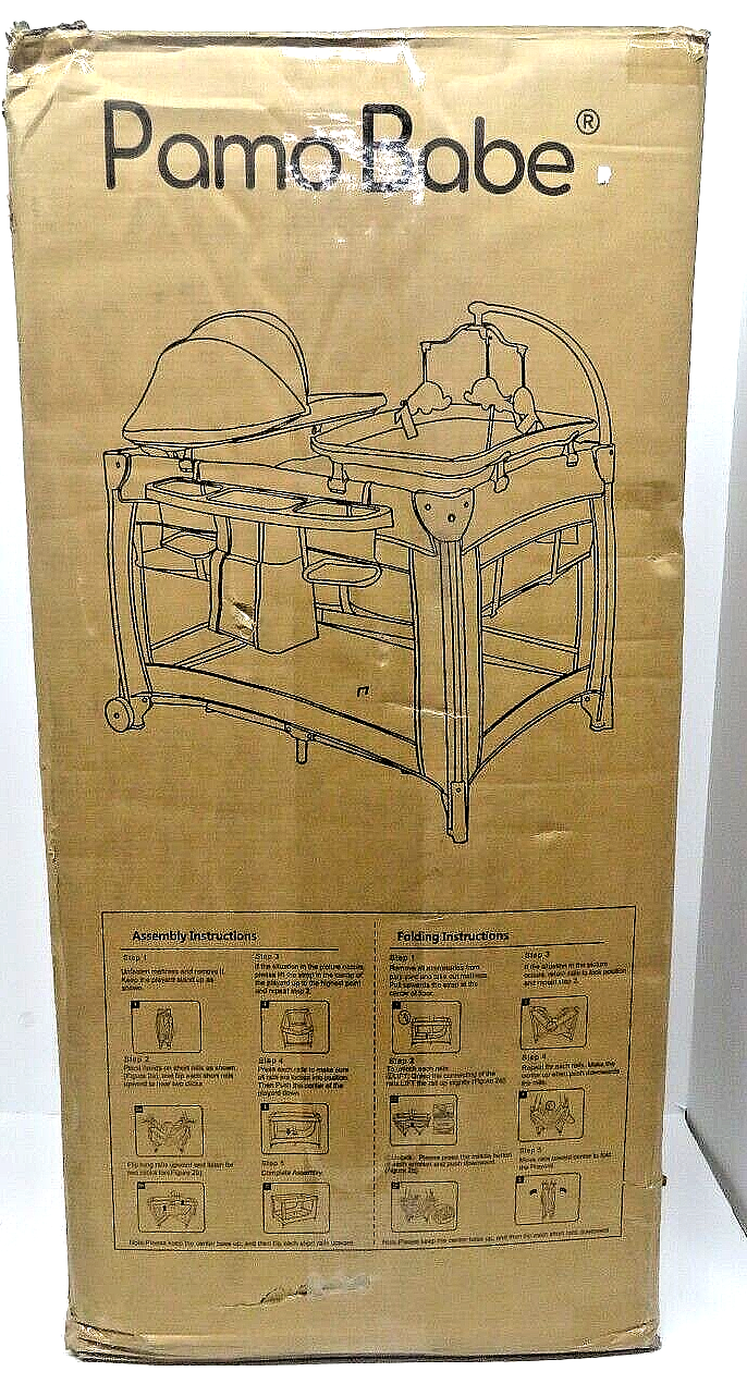 Pamo Babe Portable Baby Crib Deluxe Nursery Center, Foldable Travel Playard-image