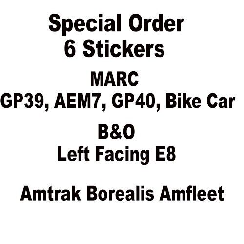 Special Order MARC, Amtrak, Baltimora & Ohio 6 adesivi singoli Andy Fletcher - Foto 1 di 1