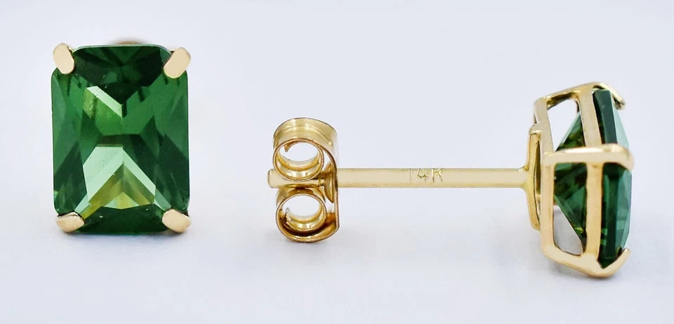 PENDIENTES TSAVORITA GENUINOS 2,64 quilates oro amarillo macizo 14k - Valoración gratuita Foto 3 de 4