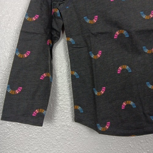 Cat & Jack T-shirt Girls XS (4/5) Dark Grey Long Sleeve Graphics Rainbows Top - Picture 4 of 8