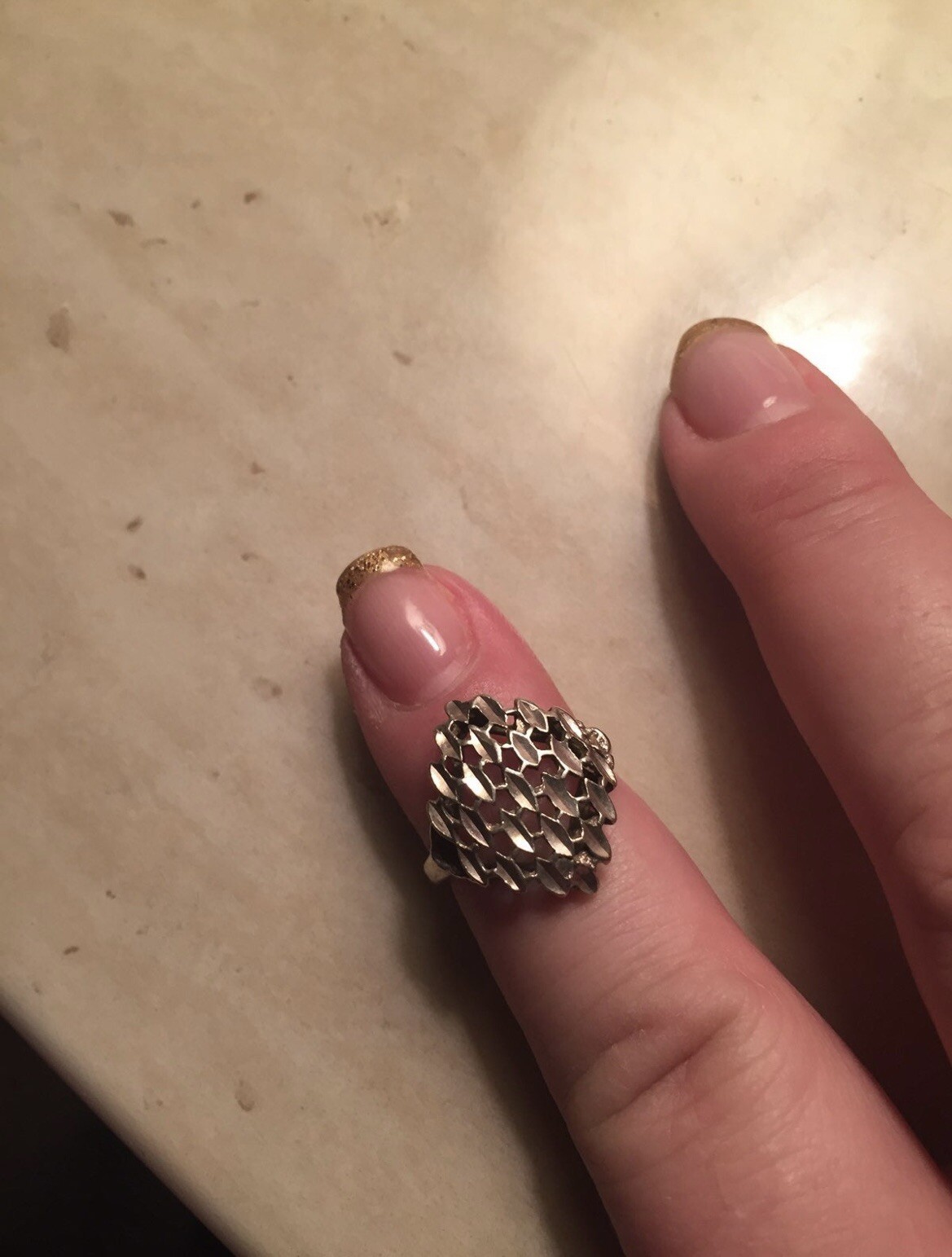 Beautiful Etched Sterling Silver Ring - image 1