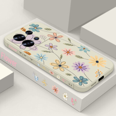 Handykette Hülle für Xiaomi Redmi 13C Note 14 13 12 11 Pro Silikon Blume Case