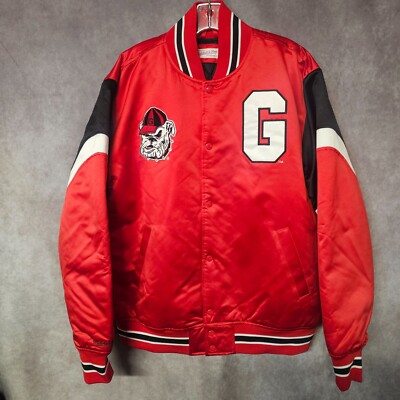 NWT Mitchell Ness Georgia Bulldogs Satin Heavyweight Bomber Jacket Mens L  $150