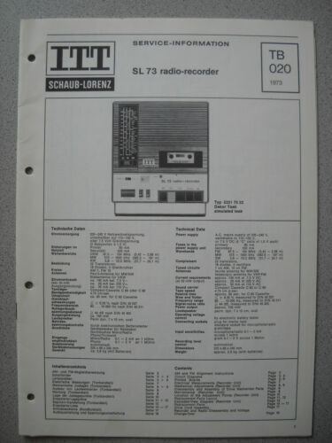 ITT/Schaub Lorenz SL 73 Radio-Recorder Service Manual, TB020 - Bild 1 von 1
