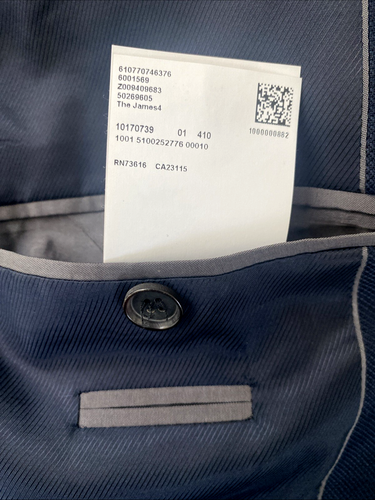 HUGO BOSS 38S Navy "The James4" 100% Wool Hopsack Blazer $595 Sport Coat - Picture 15 of 15