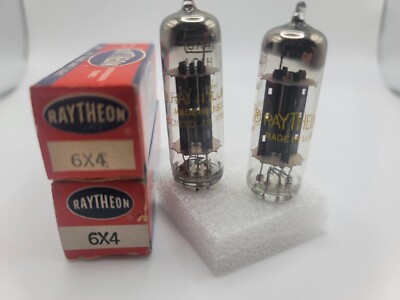 2x NOS Raytheon 6X4 D Getter Black Plate Tubes. Nos TV Ham Amplifier 