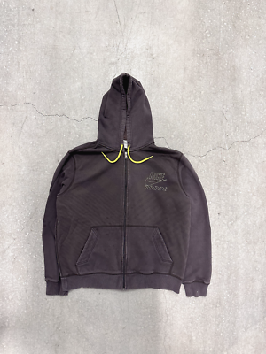 Y2K Nike Mocha Brown Embroidered Full Zip Hoodie Sweatshirt Size