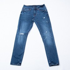 Aeropostale Jeans Mens 27x28 (26x27 actual) Super Skinny Med Blue Wash Distress