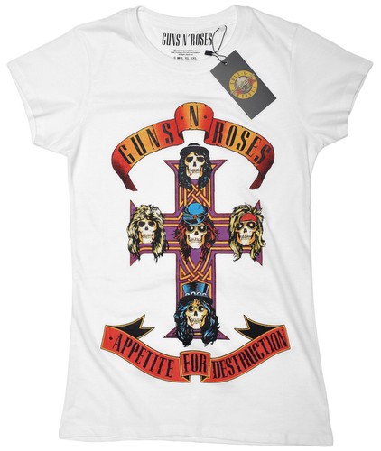 T-Shirt Guns N Roses Appetite for Destruction offiziell Damen schmale Passform weiß - Bild 14 von 21