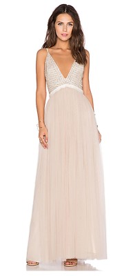 NWT Needle & Thread ''Plunge V-Tulle Maxi Dress'' Size 6