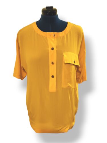 Blusa y chaqueta de seda de dos piezas amarilla y púrpura Adam Douglas - talla XL para mujer - Imagen 1 de 7