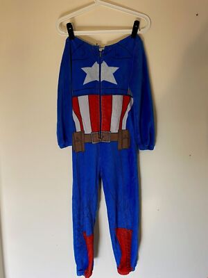 Marvel Avengers Captain America Jumpsuit blau Fleece Kinder Größe 115 cm