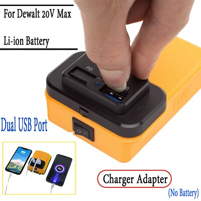 Dual USB Power Phone Charger For Dewalt 20V Lithium Battery