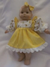 Bitty Baby doll clothes/16 inch/yellow striped dress/hair bows