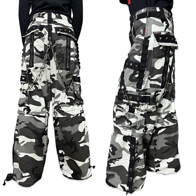 Tripp NYC 迷彩 カーゴパンツ Tripp NYC Goth Skate Grunge Straps Baggy Bondage y2k Camo Pants
